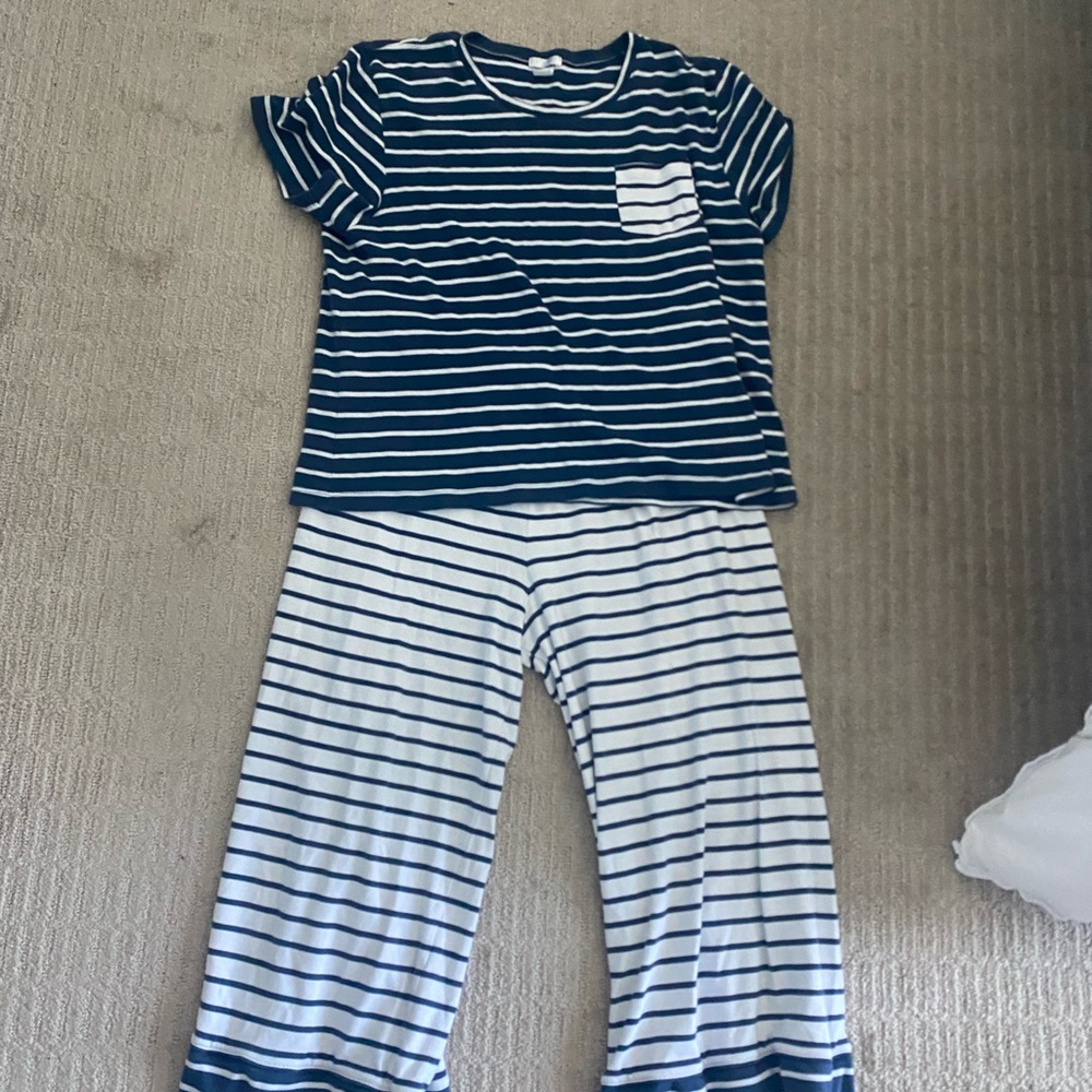 Striped women’s LAKE Pajamas Set - Blue and White